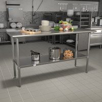 Flash Furniture NH-WT-2460BSP-GG Stainless Steel 18 Gauge Work Table with 1.5